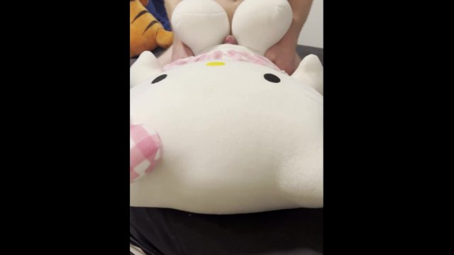 Sex with my plushies, fucking them hard until cum on Hello kitty
