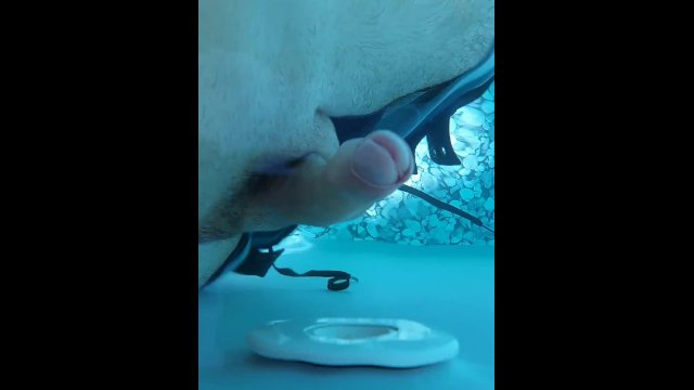 Water jet orgasm in pool
