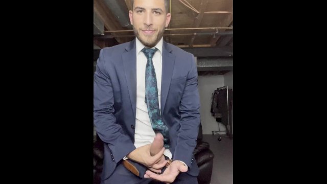 Christian Styles Jerking A Huge Load In Suit