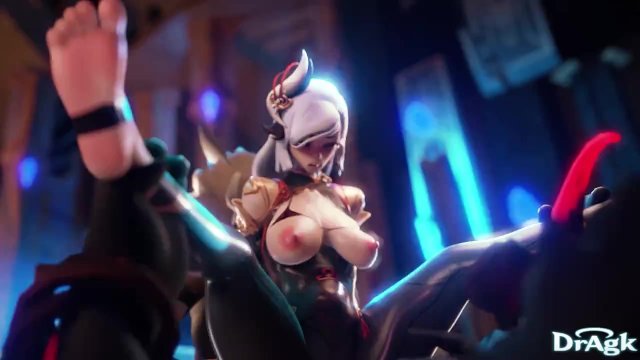 Shenhe Gets threesomed by Hilichurls and a Mitachurl Genshin Impact 3D orgy waifu sex Gangbang
