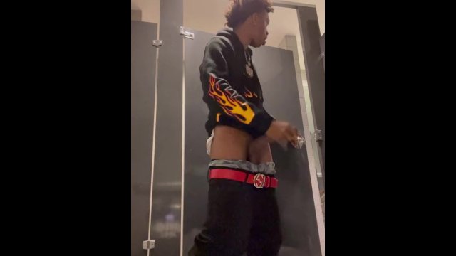 Teen almost  get Caught busting a big nut in the public bathroom FOLLOW MY IG -_YEAHITZRELL