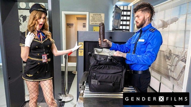 Lonely Trans Flight Attendant Drilled By Tatted Guard - Crystal Thayer - GenderXFilms