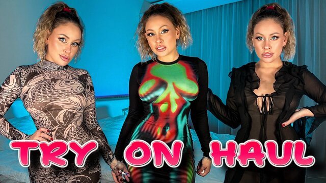 TRY ON HAUL OF YRANSPARENT DRESS WITH BUTTPLUG BY HUBOFCANDY