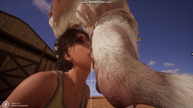 Lara fucks with Ancient Goatman and gets captured