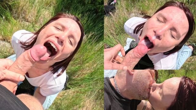 I pleased my good boy with a sea view blowjob and a cum kiss