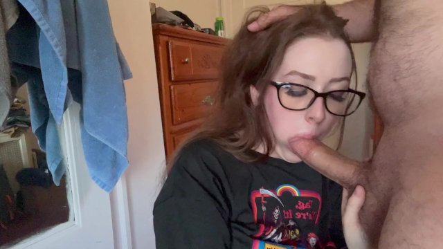 Sucking Cock & Licking Balls (Shoots His Load On My Pretty Face + Tongue!!)