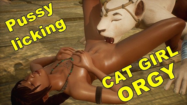 Furry Lesbian ORGY with Cat Girls and Harem Girls - scene from Tribute to the Fertility King - Seaso