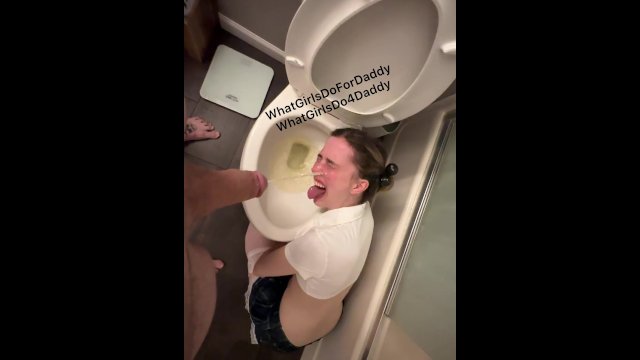 [OC] Amateur - Pissing all over a good girl human urinal!