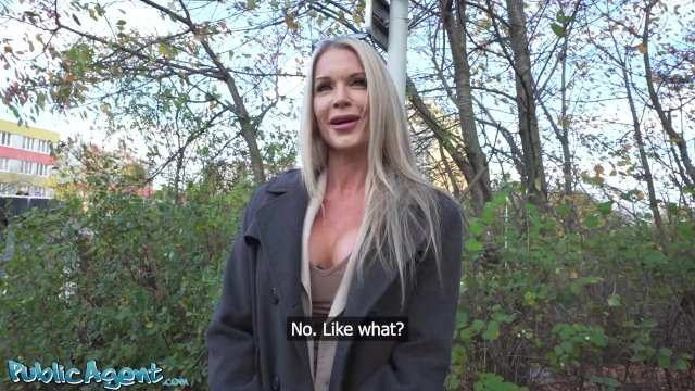 Public Agent - Blonde British MILF sloppy outdoors POV public blowjob English teacher hardcore sex