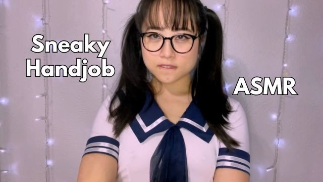 Getting a Handjob under the Desk from a Cute Asian Schoolgirl -ASMR