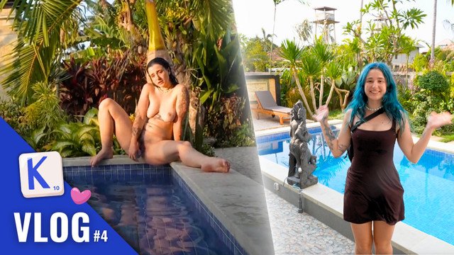 Elle peut pas s'en empêcher... Avec un gros gode"Love To Love" à la piscine - Vlog Française Bali