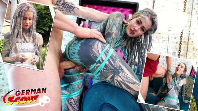 GERMAN SCOUT - Split Tongue Tattoo Star Anuskatzz at Hard Anal Sex Casting