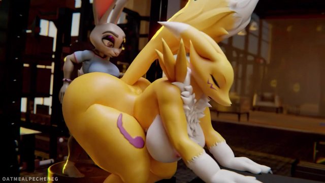 Judy Hopps and Renamon is working out