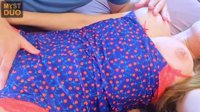 Playing with her nipple until she cums