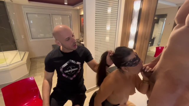 Cuckold husband surprises his wife by giving her a big dick male to fuck in front of him