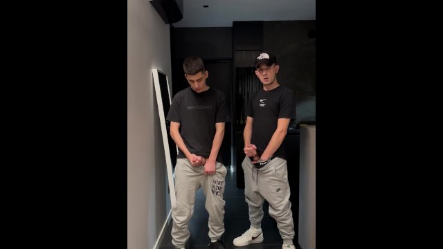 Two dudes jerked off and cum a lot