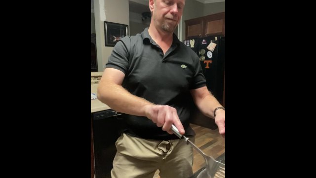 Bull Cock Serving your Hotwife my Meat Slab and House Made Dressing while I make Burgers LOL