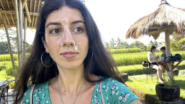 Public Cumwalk in Cafe , Eating Pasta Carbonara with Sperm on Face