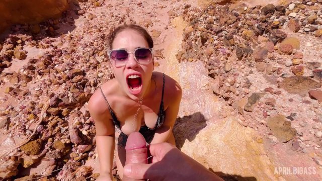 Beach day drinking more than 4 liters of piss, messy, deep throat and cum on my slutty face!