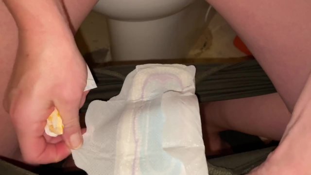 Her Morning Piss Fart Freshens The Air Before She Changes Her Tampon and Period Pad