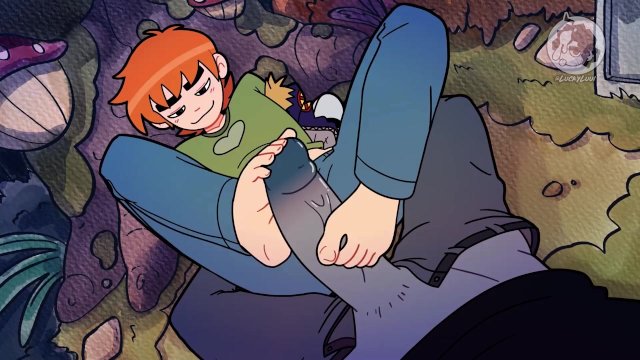 Scott's outdoors footjob (Scott Pilgrim)[Gay Cartoon Hentai]