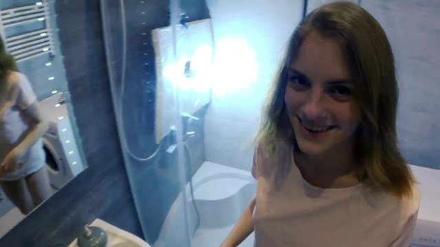 Quick Sex With Step Sister. I Hope Our Parents Won't Hear Us  He came all over my face