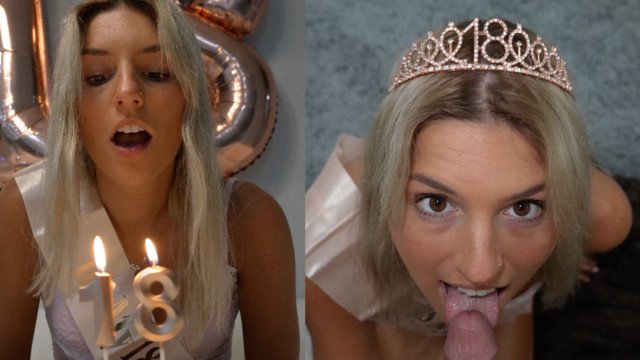 18 Year Old College Girl Celebrates Birthday By Giving A Blowjob & Getting A Facial