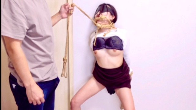 縄拘束だけで脳イキする変態彼女！全身性感帯の絶頂中にバイブで責められイキ狂う　固定バイブ　調教　おもちゃ　拘束電マ　喘ぎ声　目隠し　寸止め　かわいい　巨乳　日本人　素人　個人撮影　えむゆみ　カップル