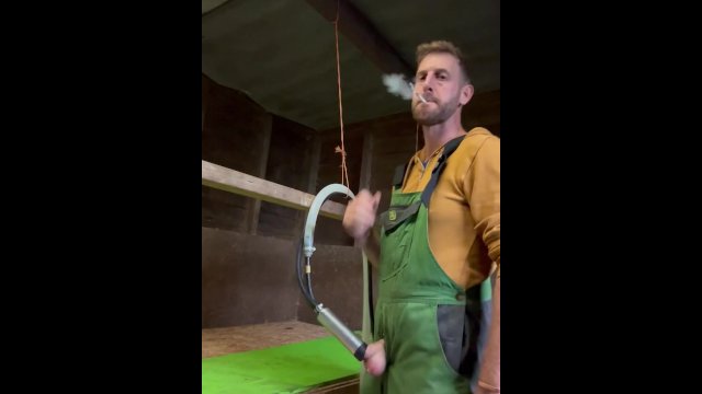 Farmer milking myself