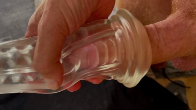 Male masturbating with toy and huge creampie