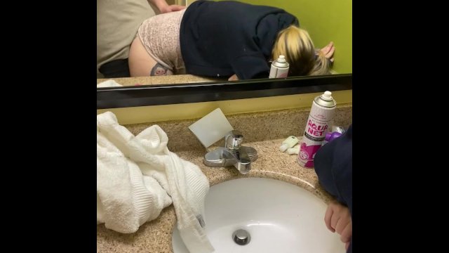 Hotel bathrooms taking that hot married pussy right to “pound town”