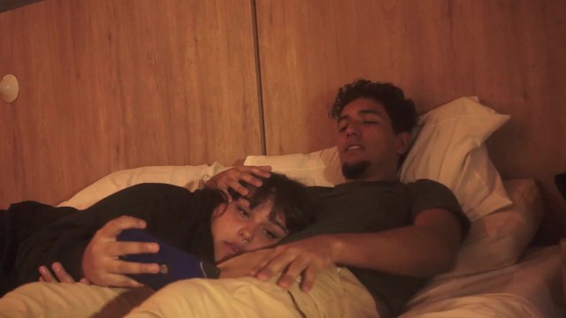Watching a movie with my step sister ends up eating my penis