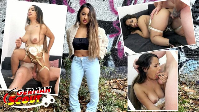 GERMAN SCOUT - Small Latina Midget Munequita Enfadada talk to Big Dick Casting Fuck in Berlin