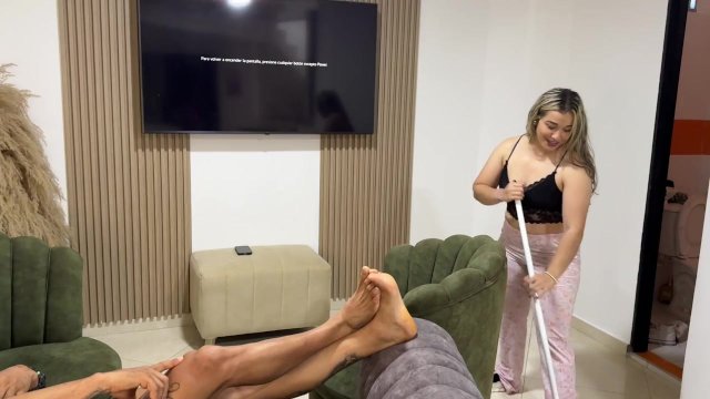 I call my neighbor to take care of me and we end up fucking hard
