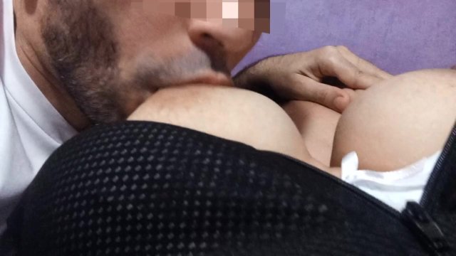 Arab boy kisses me, breastfeeds with my big tits and my nipples get very hard