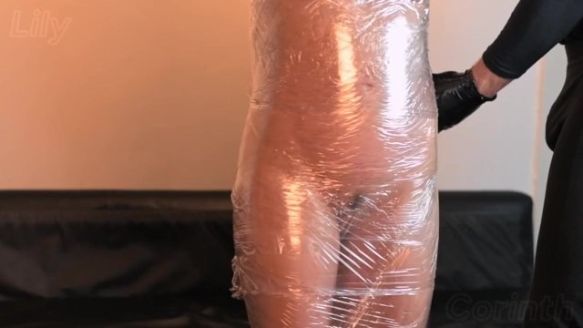 Innocent MILF signs up for BDSM session, gets wrapped up in plastic foil and fucked  Lily Corinth