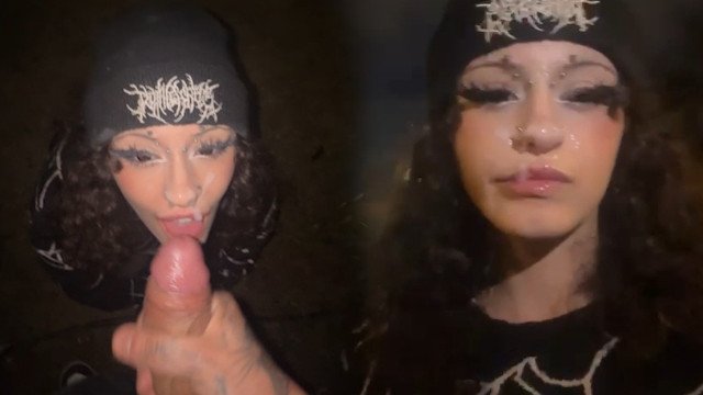 19 years old girl get her first public facial and cumwalk