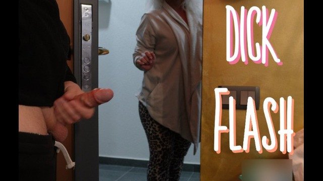 Dick flash on The woman who cleans the building caught perv jerking off and give a handjob , 4k