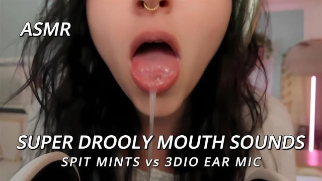 ASMR Ear Licking + Drooling  Spit Mint Taste Test
