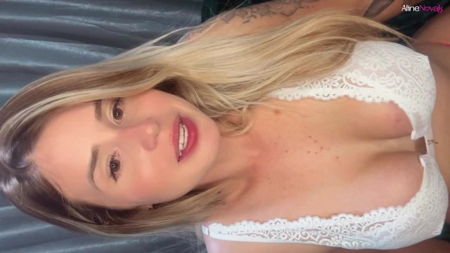 Hard cock rubbing against the bed and PLUG in the MILF's ass