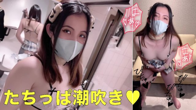 「お"お"っ♡イグイグッ///」 立ったまま絶頂潮吹き♡  旦那とLINEで連絡しながら密会!?   かわいい美人妻さんが生チンポぶち込まれ、イキ潮痙攣しちゃう姿がエロすぎました…♡　個人撮影 潮吹き