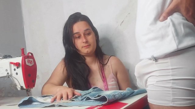 Seamstress' pussy flashes when she sees the size of her client's dick