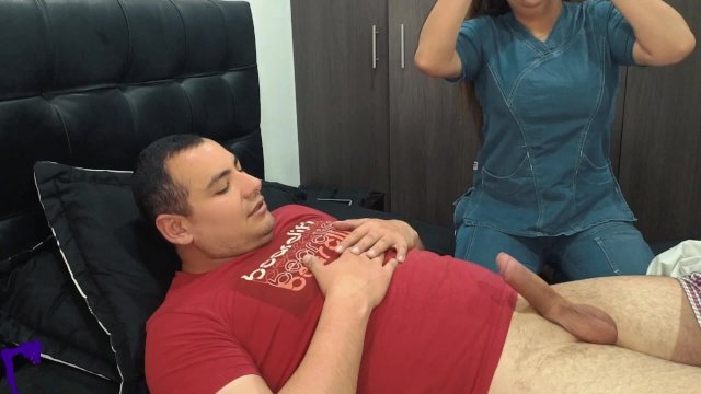 Doctor slut takes a sample of my semen and collects it with her mouth after sticking my cock in her
