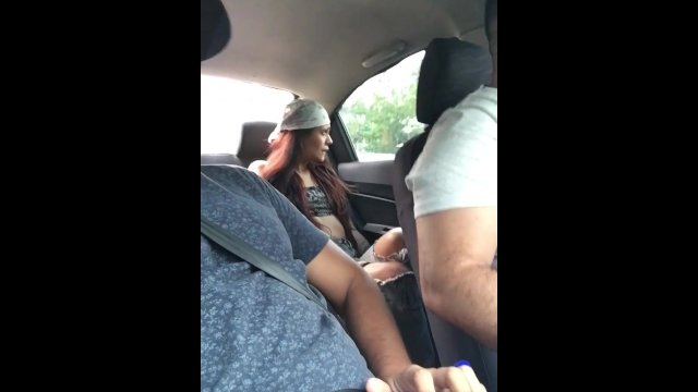 my horny friend masturbates in my car.
