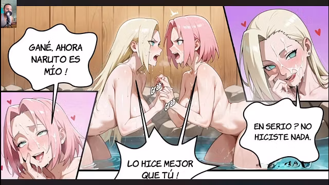 naruto tiene un buen trio con dos hermosas ninjas en las aguas termales