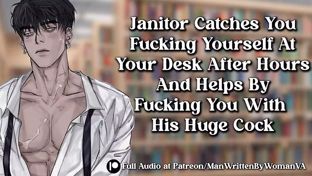 Janitor Catches You Fucking Yourself At Your Desk