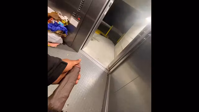 Public Elevator Got Stuck So I Stroked My Bbc (Solo Almost Caught)