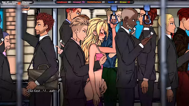 A pervert did something nice to sweet Jenny on the subway. Hentai Game Animation
