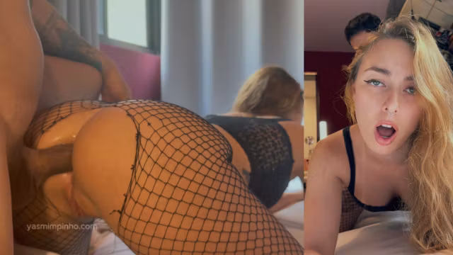 Blonde girlfriend gives her ass as a gift and asks for milk in her mouth
