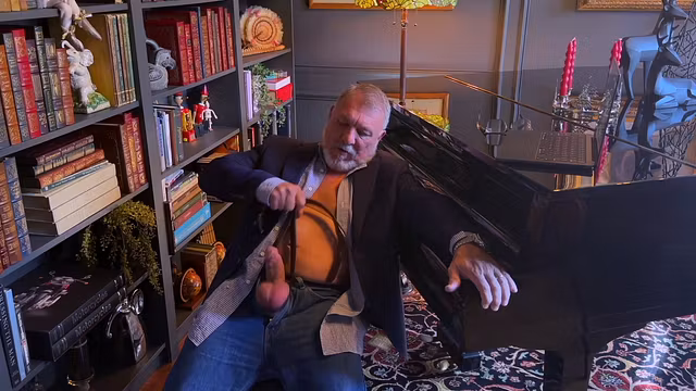 Business Suit Daddy Strips, Jerks His Big Cock, Loudly Shoots Huge Load!!